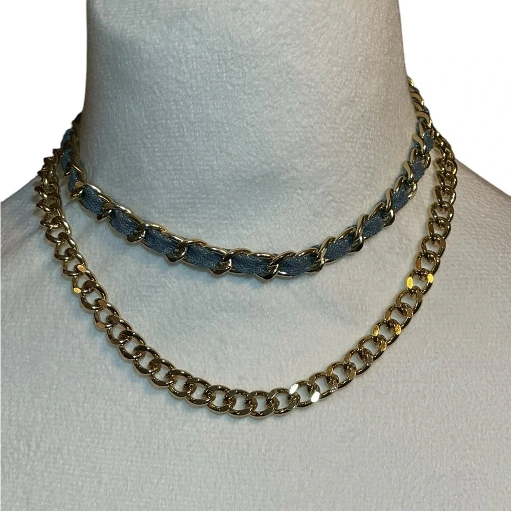 Mia Gold Tone Chain Necklace Set
